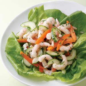 low calorie seafood
 on spicy thai shrimp salad shrimp bell pepper cucumber and herbs are ...