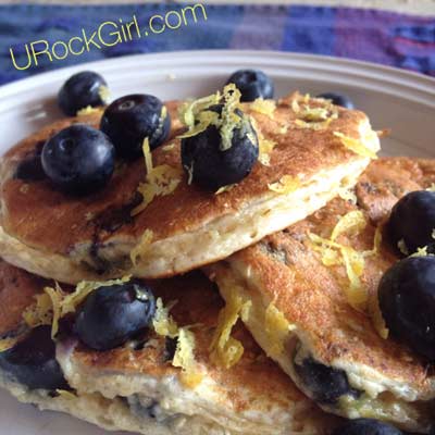 Blueberry Lemon Protein Pancakes