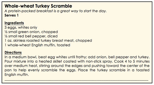 whole-wheat turkey scramble